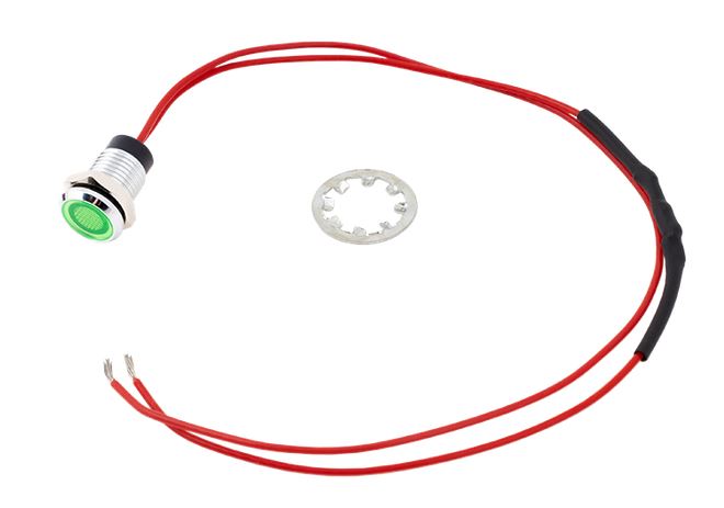 �llapotjelz� z�ld LED, 12V DC, 8mm furat�tm�r�, FL1M-08FW-3-gn